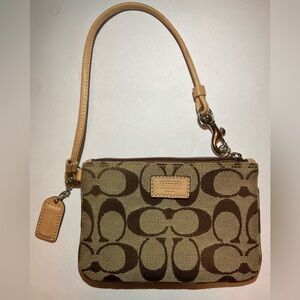 Coach Signature Monogram Vintage Y2K Brown Canvas Wristlet